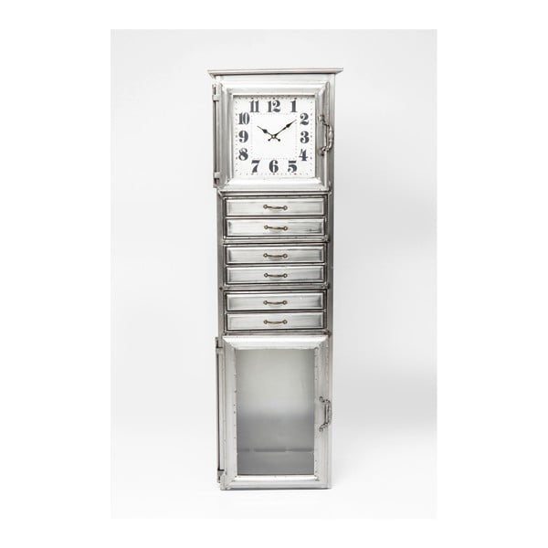 Comodă cu ceas Kare Design Buster, lățime 45 cm, argintiu