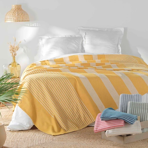 Cuvertură galbenă 220x240 cm Adele – douceur d'intérieur-image-3