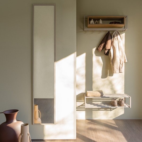 Cuier de perete în culoare naturală/taupe cu raft din lemn de stejar 78 cm School – Spinder Design-image-3