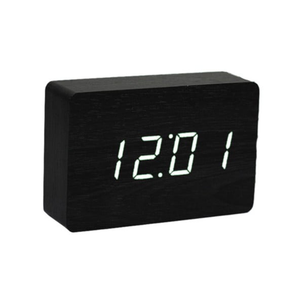 Ceas deșteptător cu LED Gingko Brick Click Clock, negru-alb