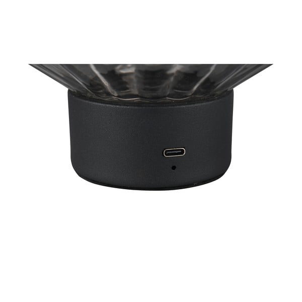 Veioză neagră/gri LED cu intensitate reglabilă cu abajur din sticlă (înălțime 19,5 cm) Lord – Trio-image-3