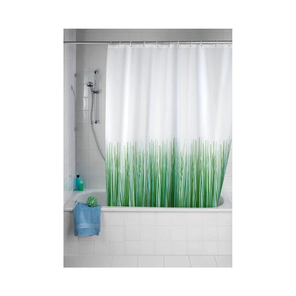 Perdea duș Wenko Nature, 180 x 200 cm, verde - alb-image-2