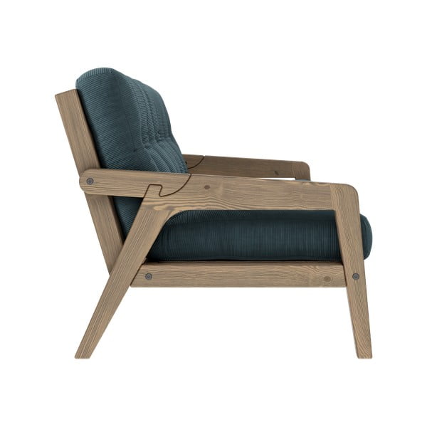 Canapea albastră extensibilă cu tapițerie din catifea reiată 204 cm Grab - Karup Design-image-4