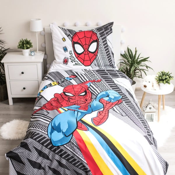 Lenjerie de pat din bumbac pentru copii Jerry Fabrics Spiderman, 140 x 200 cm, gri-image-1