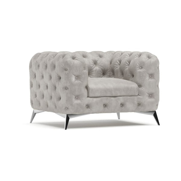 Fotoliu gri deschis cu tapițerie din catifea Chelsea – Ropez