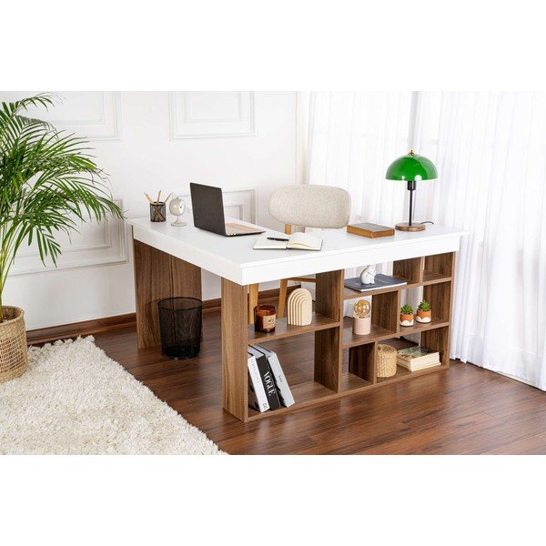 Birou cu aspect de lemn de nuc 120x130 cm Vesper – Kalune Design-image-2