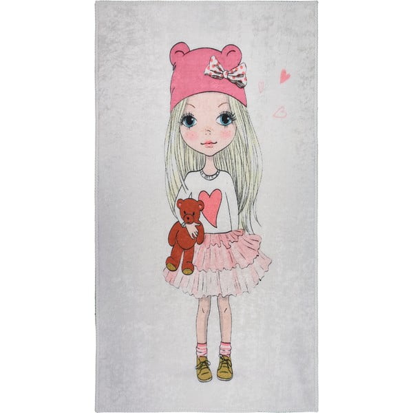 Covor pentru copii lavabil 120x180 cm Cute Girl and the Bear – Vitaus