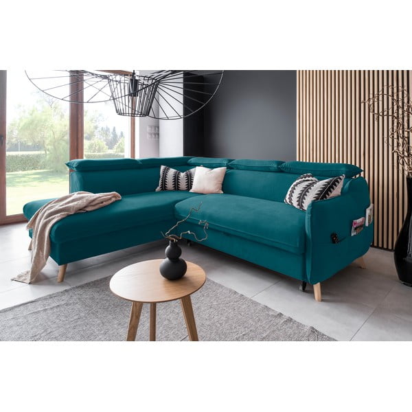 Colțar turcoaz extensibil cu tapițerie din catifea (cu colț pe partea stângă ) Sweet Harmony – Miuform-image-4