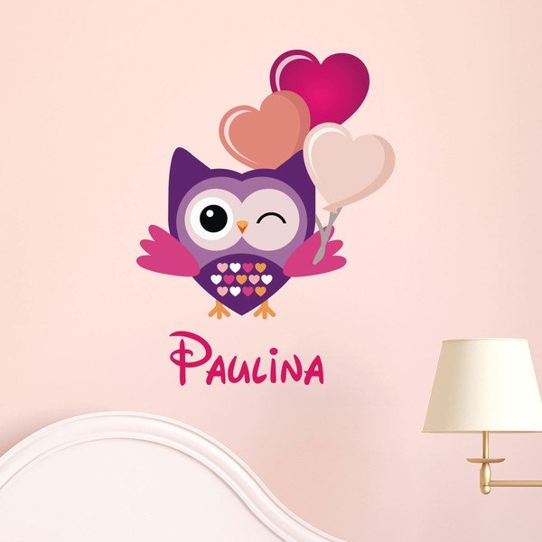 Autocolant de perete cu nume Ambiance Festive Owl-image-1