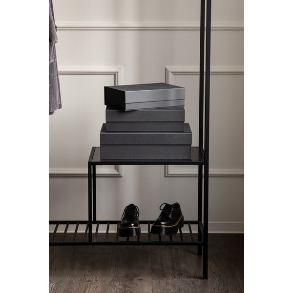 Cutii de depozitare gri-închis 3 buc. din carton cu capac 42,5x29,5x13 cm Kian Paper Laminate – Bigso-image-2