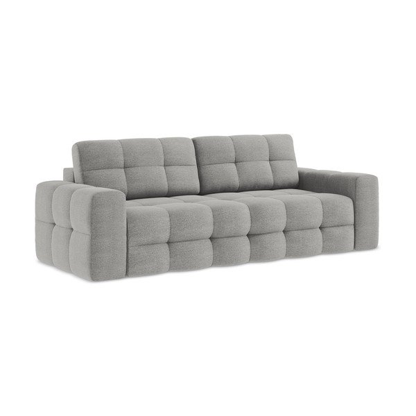 Canapea gri extensibilă cu tapițerie din țesătură bouclé 255 cm Milu – Makamii-image-1