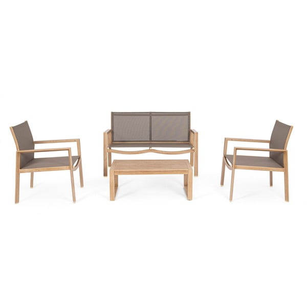 Set mobilier de grădină în culoare naturală din aluminiu pentru 4 persoane Kallen   – Bizzotto