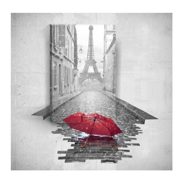 Tablou de perete 3D Mosticx Red Umbrella In Paris, 40 x 60 cm