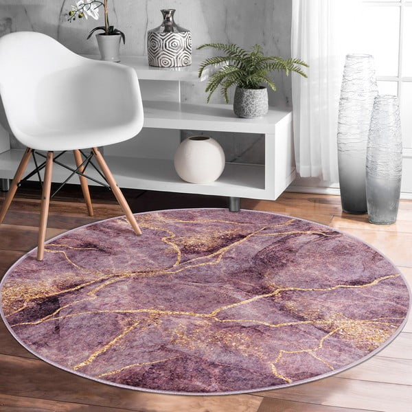 Covor rotund  roz lavabil adecvat și  pentru aspiratoare robot   ø 80 cm Comfort – Mila Home-image-4