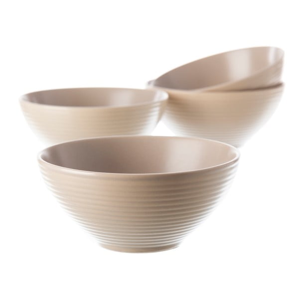 Set 4 boluri ceramică Unimasa Classic, bej