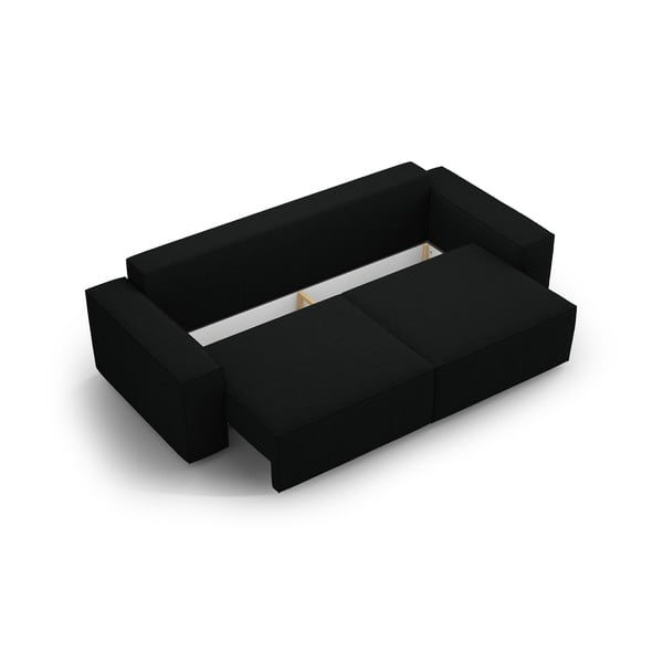 Canapea neagră extensibilă cu tapițerie din țesătură bouclé 247 cm Jodie – Micadoni Home-image-3