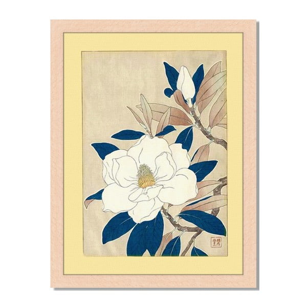 Tablou înrămat Liv Corday Asian White Flower, 30 x 40 cm