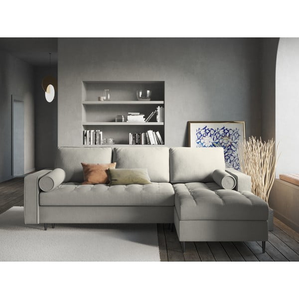 Canapea extensibilă cu șezlong dreapta Milo Casa Santo, gri deschis-image-1