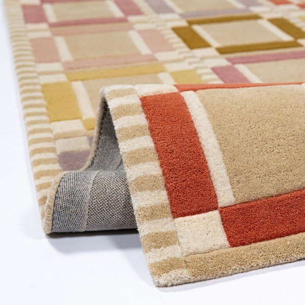 Covor în culoare naturală țesut manual din lână 140x200 cm Quadro Wool – Flair Rugs-image-3