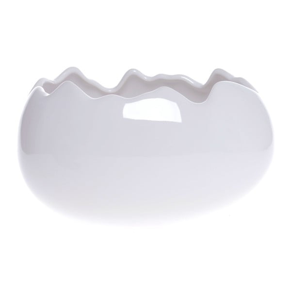 Bol decorativ din ceramică Ewax Egg Shell, alb