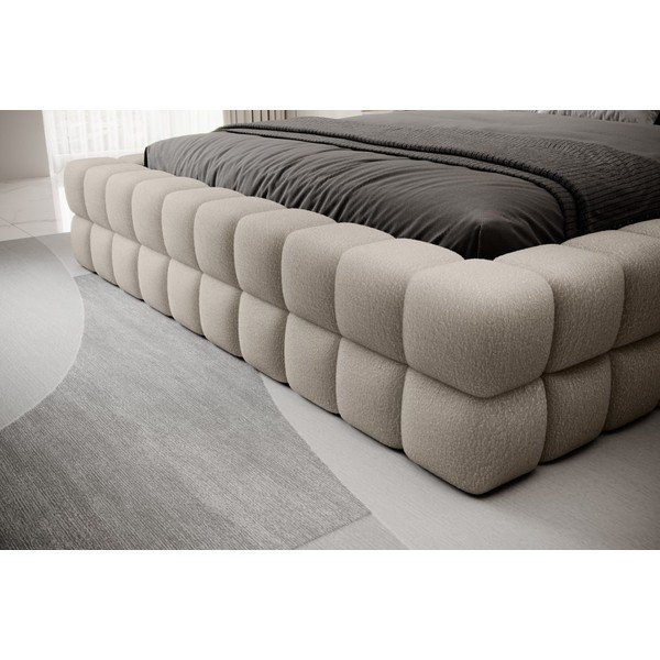 Pat matrimonial bej tapițat cu spațiu de depozitare cu somieră 160x200 cm Dizzle – ELTAP-image-3