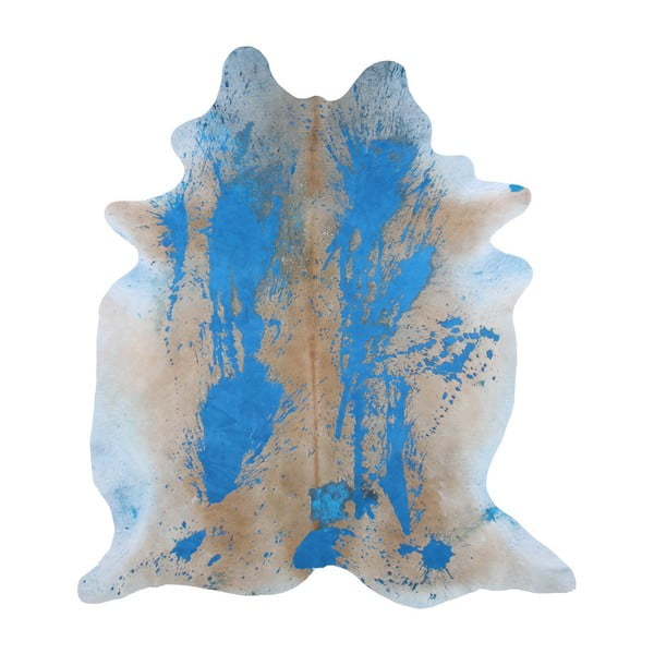 Covoraș din piele de vacă Distressed Blue, 214 x 190 cm
