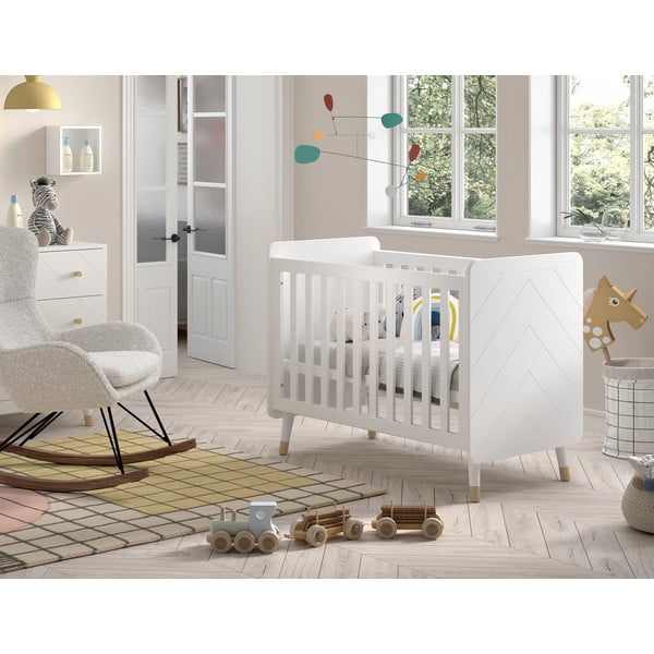 Pătuț alb din lemn masiv de pin 60x120 cm BILLY – Vipack-image-1