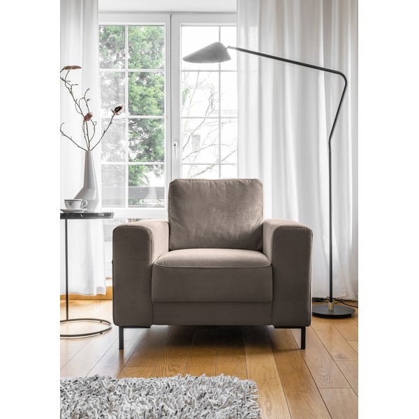 Fotoliu maro cu tapițerie din catifea reiată Lofty Lilly – Miuform-image-1