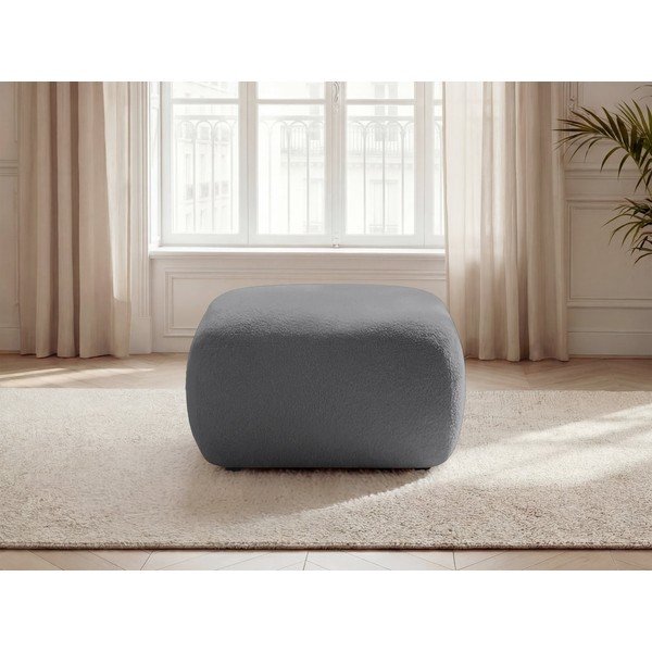 Taburet gri cu tapițerie din țesătură bouclé Montaigne – Bobochic Paris-image-4