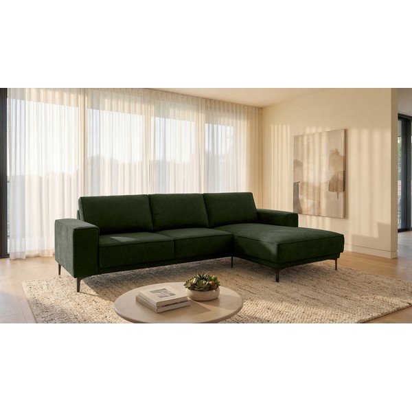 Colțar verde cu tapițerie din chenille (cu colț pe partea dreaptă/cu șezlong) Copenhagen – Scandic-image-1