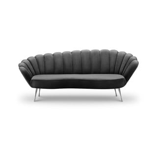 Canapea asimetrică cu tapițerie de catifea Interieur 86 Varenne, 224 cm, gri închis