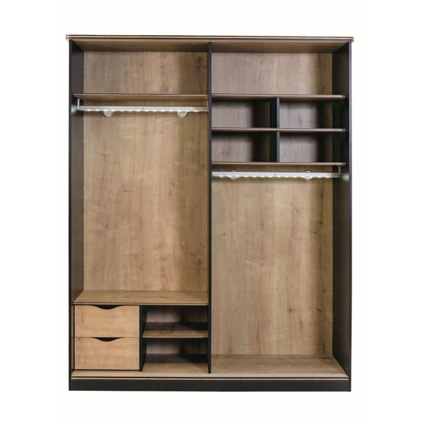 Șifonier cu ușă în culoare naturală Black Sliding Wardrobe, negru-image-2