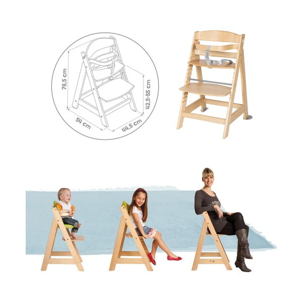 Scaun de masă pentru bebe gri deschis/în culoare naturală Style Born Up 2in1 – Roba-image-3