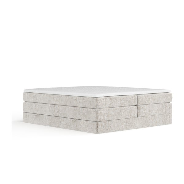 Pat boxspring bej cu spațiu de depozitare/fără tăblie 200x200 cm Juniper – Maison de Rêve