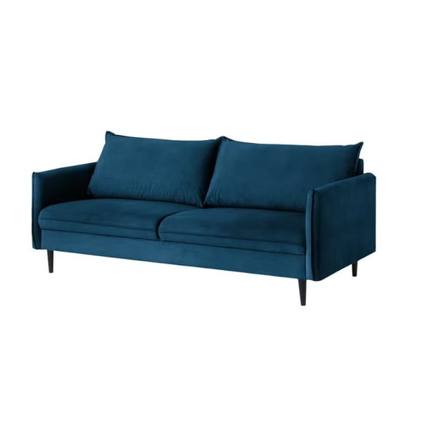Canapea albastru-închis cu tapițerie din catifea 203 cm Juli – Ropez