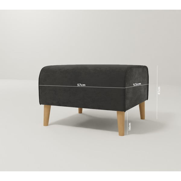 Taburet gri închis cu tapițerie din catifea Carole – Ropez-image-3