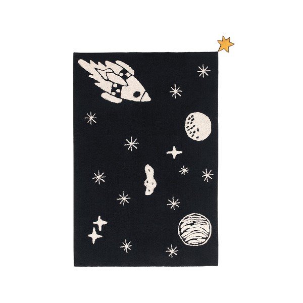 Covor pentru copii negru lavabil/țesut manual din amestec de bumbac 140x200 cm Alfombra Lavable Universe – Lorena Canals