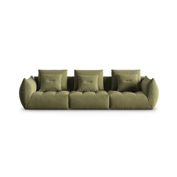 Canapea verde-deschis cu tapițerie din catifea 332 cm Bloom – Micadoni 