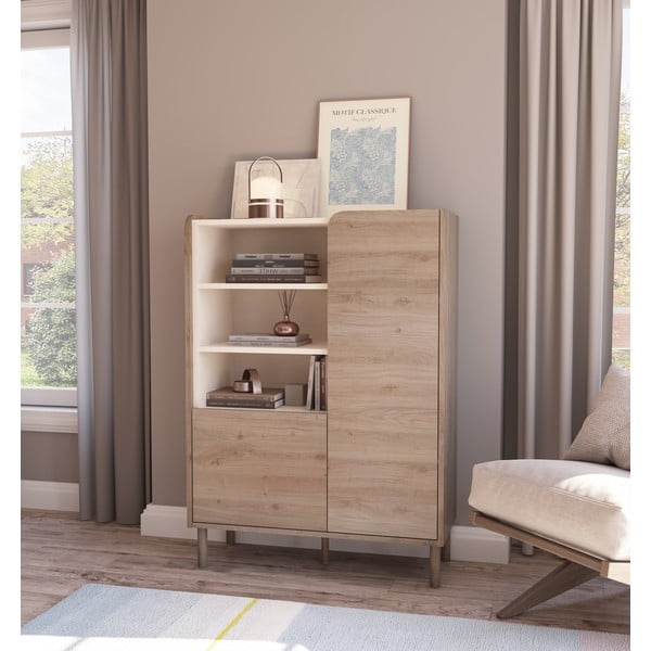 Dulap în culoare naturală cu aspect de lemn de stejar 90x125x40 cm Monza – Marckeric-image-1