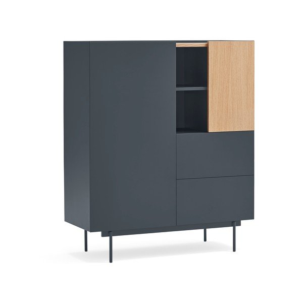 Comodă gri antracit-natural înaltă cu aspect de lemn de stejar 100x120 cm Otto – Teulat-image-2