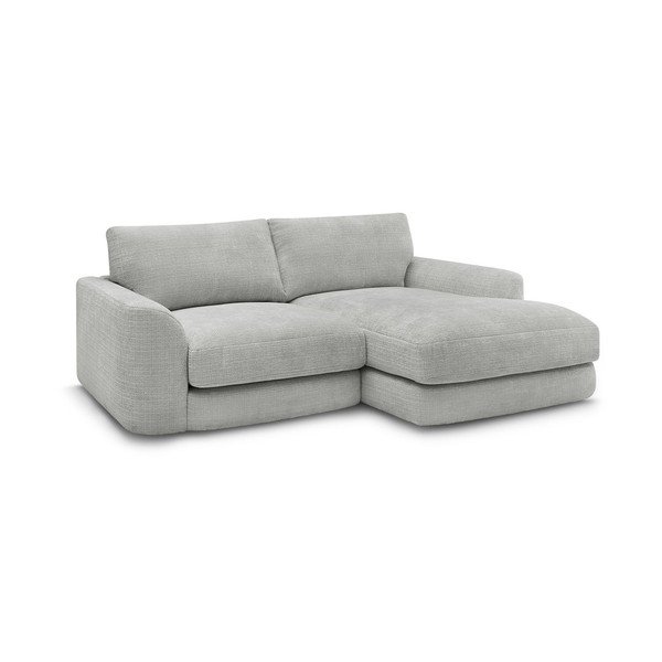 Colțar gri deschis cu tapițerie din chenille (cu colț pe partea dreaptă/cu șezlong) Leonore – Bobochic Paris