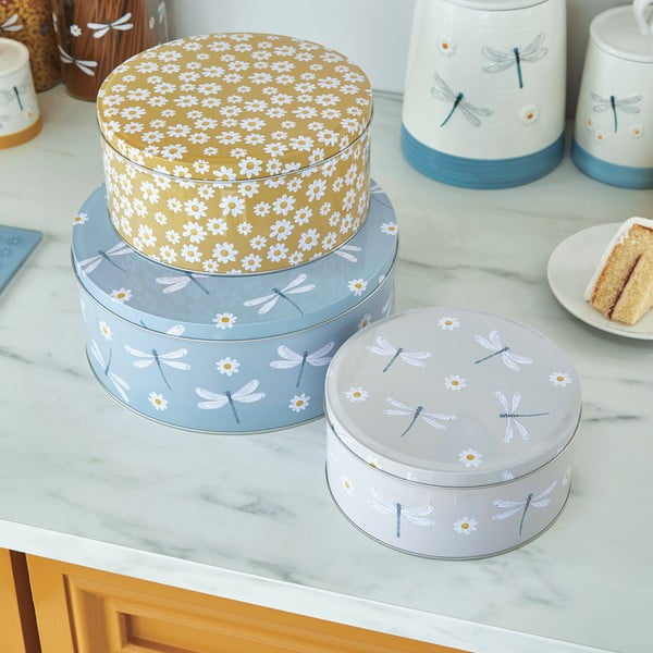 Recipiente 3 buc. din oțel pentru prăjituri English Meadow – Cooksmart ®-image-1