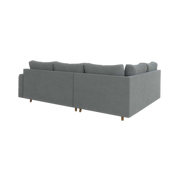 Colțar gri cu tapițerie din țesătură bouclé (cu colț pe partea stângă, în formă de ”L”) Ariella – Ropez-image-2