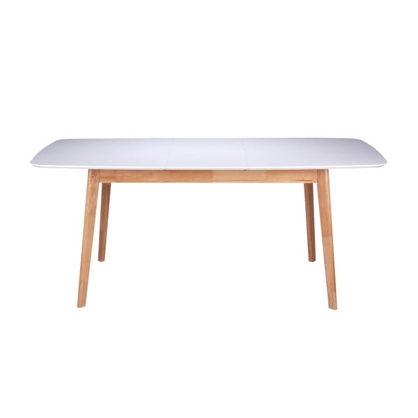 Masă cu baza din lemn de cauciuc sømcasa Enma, lungime 120 cm, alb-image-1