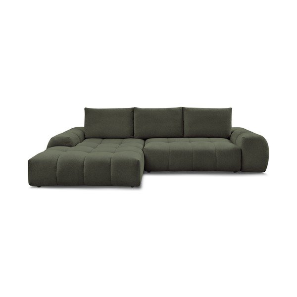 Colțar verde extensibil/cu spațiu de depozitare cu tapițerie din chenille (cu colț pe partea stângă/cu șezlong) Everest – Bobochic Paris