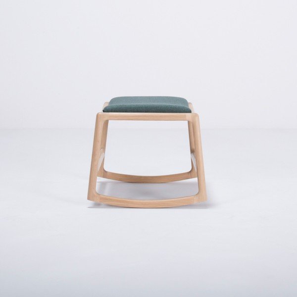 Scaun/taburet cu construcție din lemn de stejar Gazzda Dedo, verde-image-1