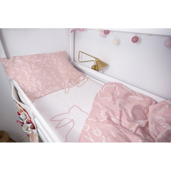 Cearceaf elastic de pătuț pentru copii din bumbac satinat 120x60 cm Sweet Bunnies - Butter Kings-image-1