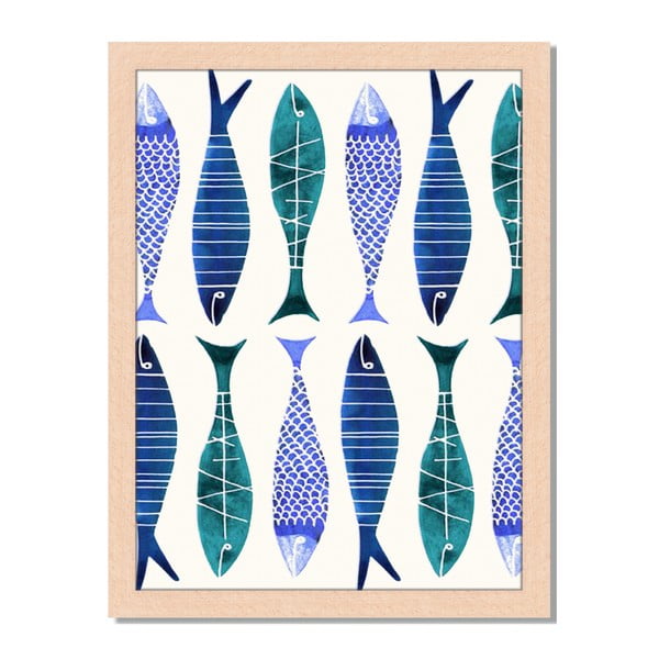 Tablou înrămat Liv Corday Asian Fish Collage, 30 x 40 cm