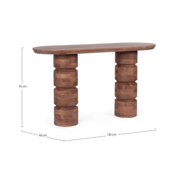 Masă consolă în culoare naturală închisă din lemn de mango 45x130 cm Cortez – Bizzotto-image-4