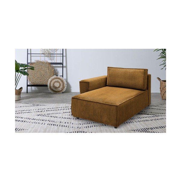 Modul pentru canapea galben muștar cu tapițerie din catifea reiată  (cu colț pe partea stângă ) Nihad modular – Bobochic Paris-image-1